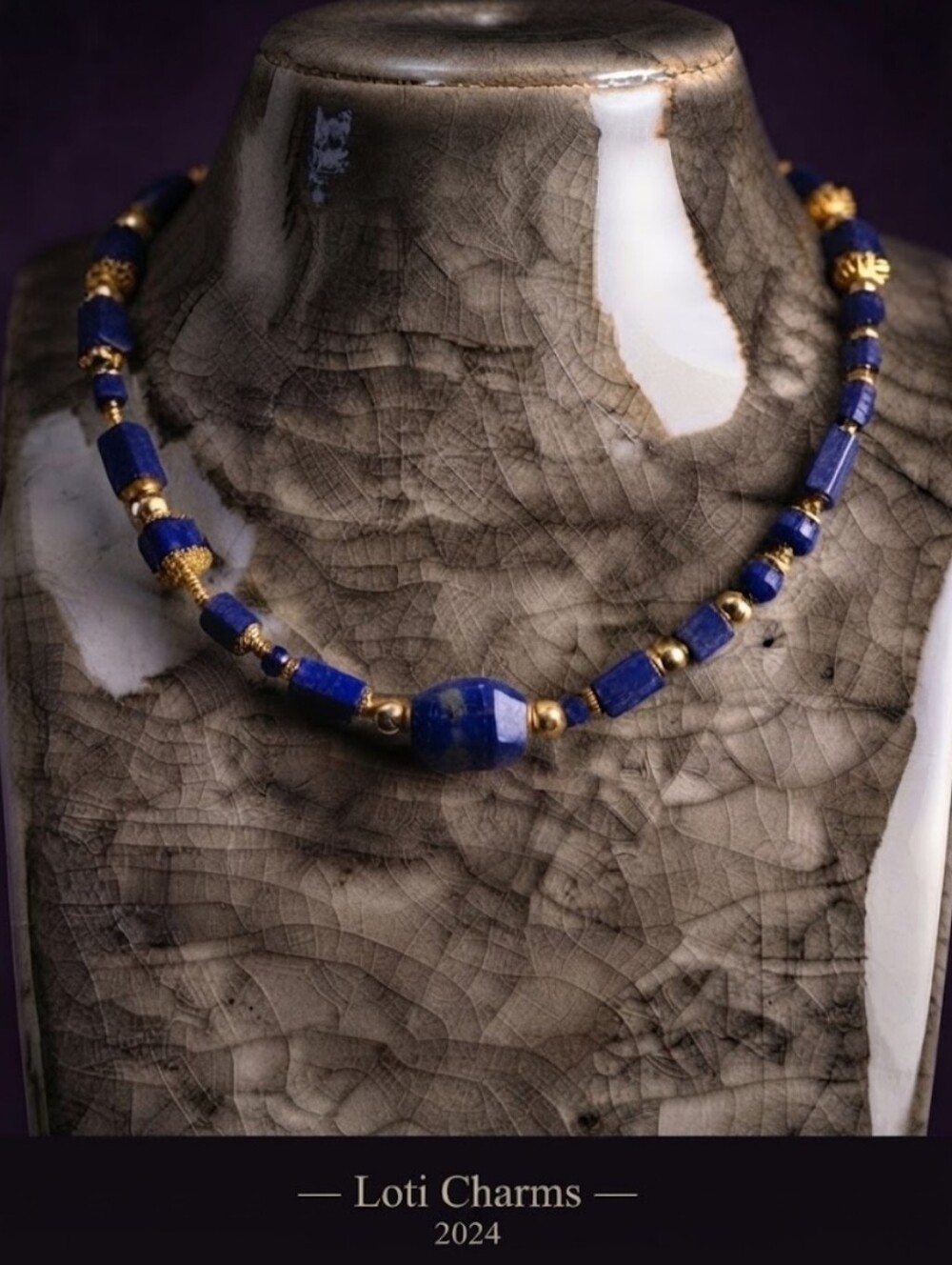 Enlightening Lapis Lazuli In Powerful Gold Plated Necklace